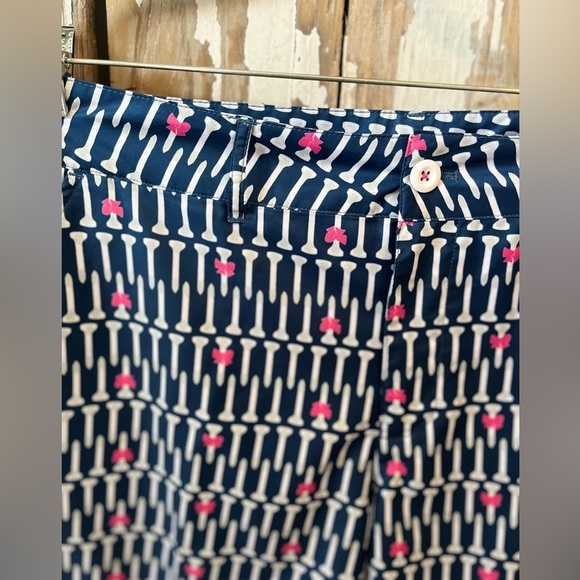 Birdies And Bows Golf Shorts Navy Tees & Bows Size 14 Inseam 6” - Picture 3 of 8